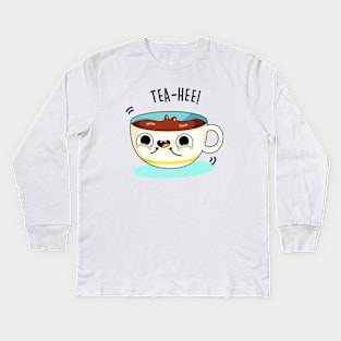 Tea-Hee Cute Tea Cup Pun Kids Long Sleeve T-Shirt